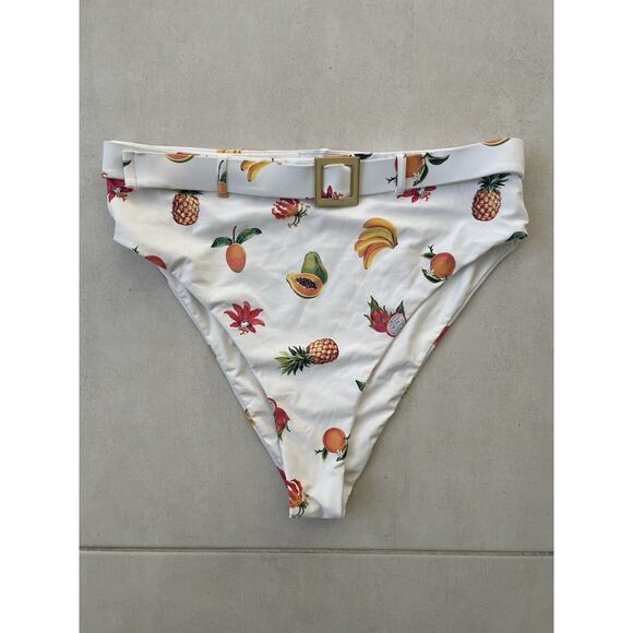 We Wore What Swim Bikini Bottom High Waist Belted Print Swimwear - Picture 1 of 8